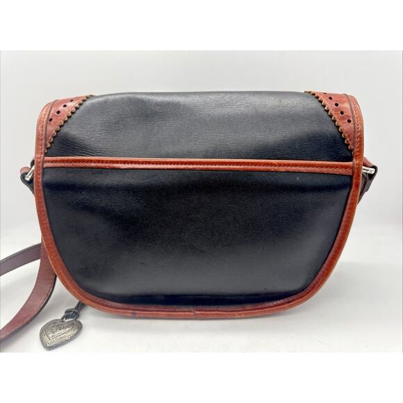 Vintage Brighton Out West Crossbody‎ Handbag Purse Brown Leather w/Silver Heart - Picture 2 of 7